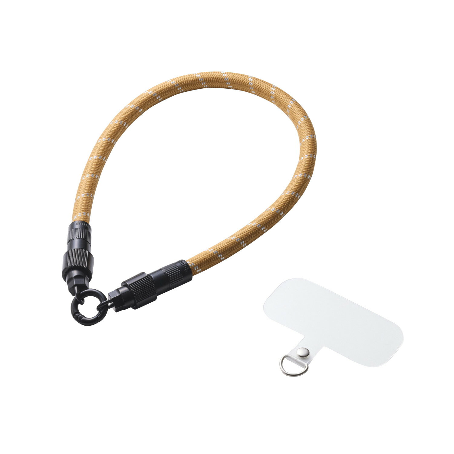 [ELECOM]スマホストラップ ケーブル 2in1 ( ハンドストラップ / 充電ケーブル ) USB Type-C to C 30cm PD 60W 急速充電 落下 紛失防止 イエローベージュストライプ P-STHH1CC08YL/PSTHH1CC08YL