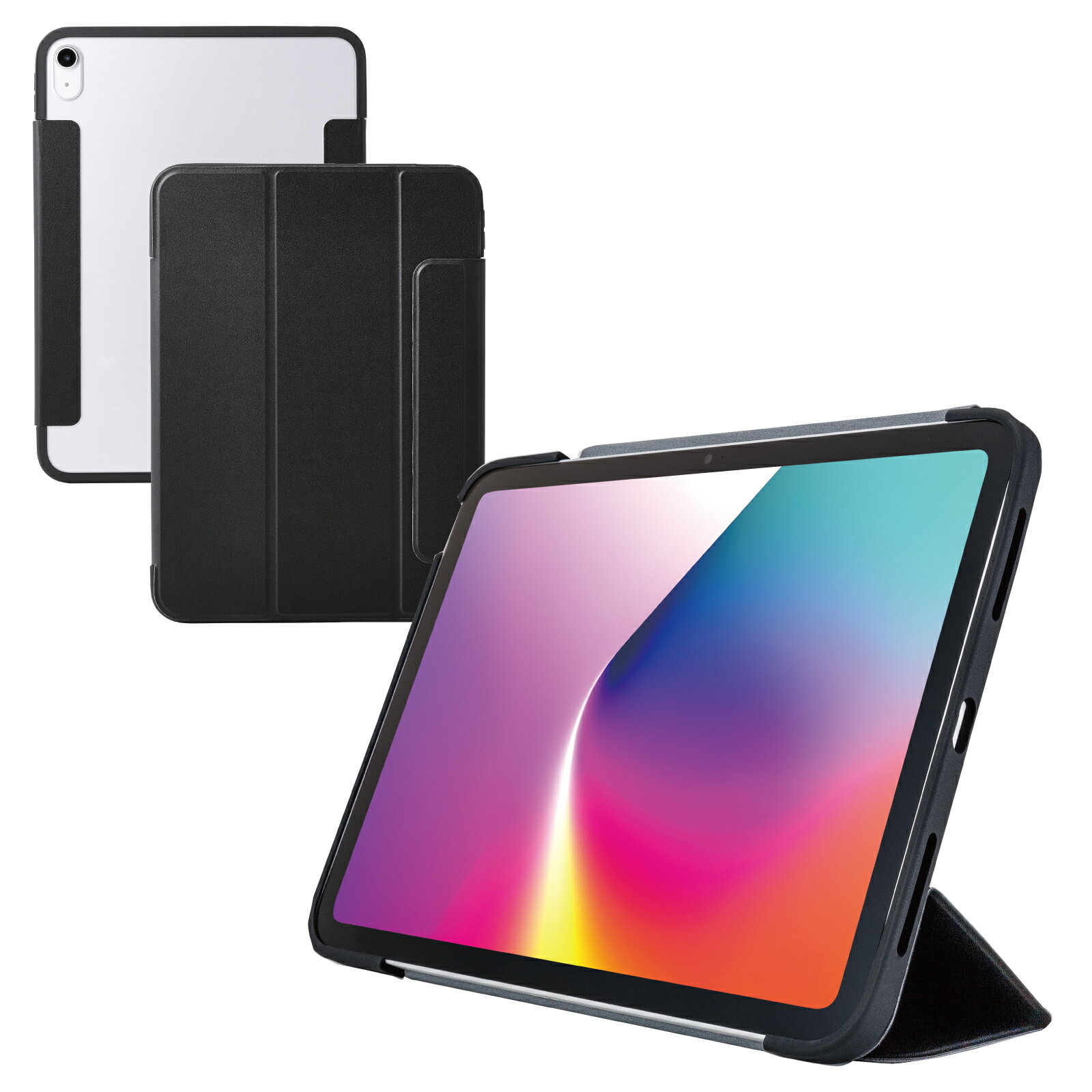 Rakuten - ★スーパーセール期間ポイント10倍中/[ELECOM]iPad ケース 11インチ ( A16 ) / 10.9インチ 第10世代 マグネット式フラップ カバー 2アングル スタンド オートスリープ機能 軽量 背面クリア ブラック TB-A25RWVFCBK/TBA25RWVFCBK