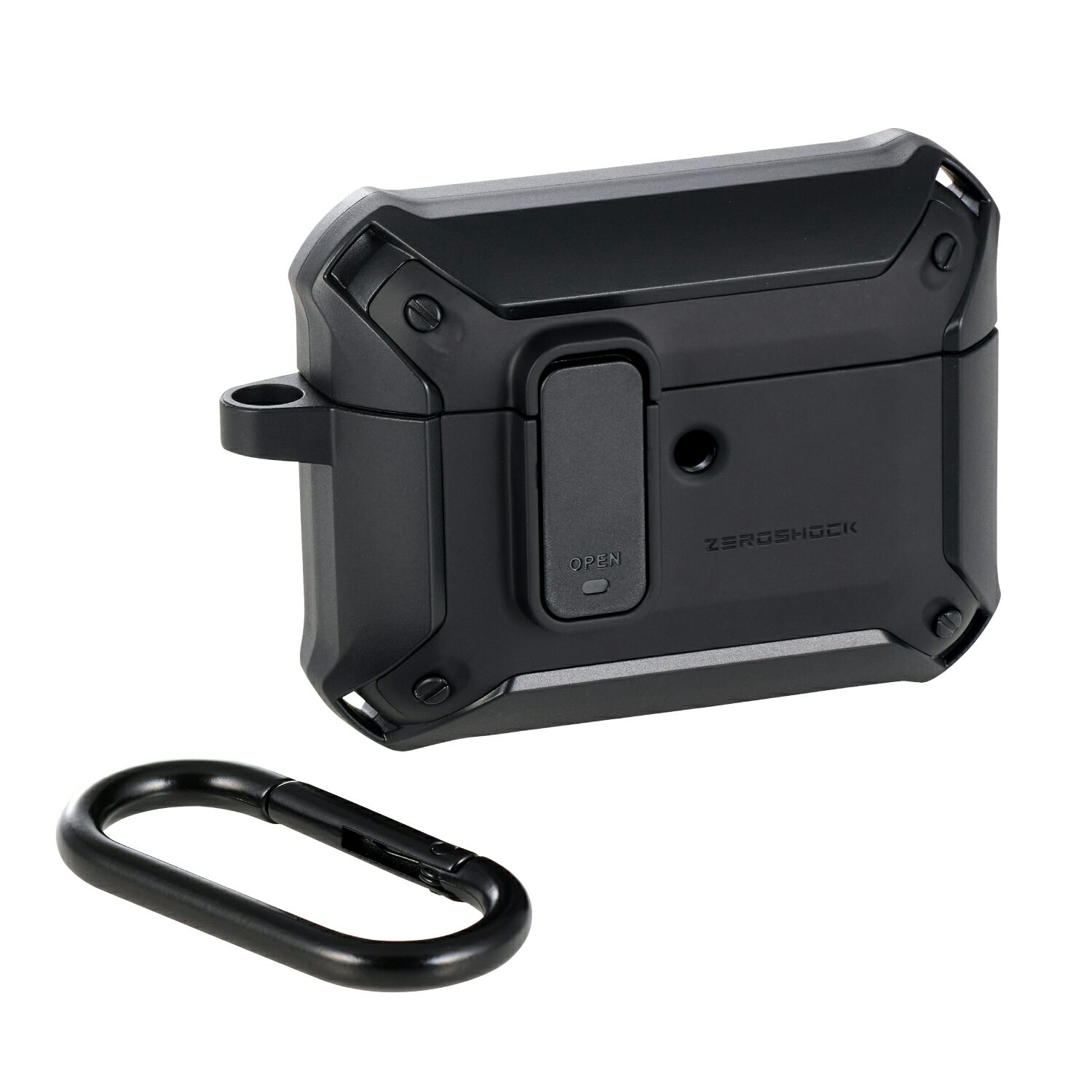 Rakuten - [ELECOM]AirPods Pro 3 ケース MagSafe対応 ZEROSHOCK 3構造衝撃吸収 ロック機能 カラビナ付 落下防止 マットブラック AVA-AP07ZEROLB2/AVAAP07ZEROLB2