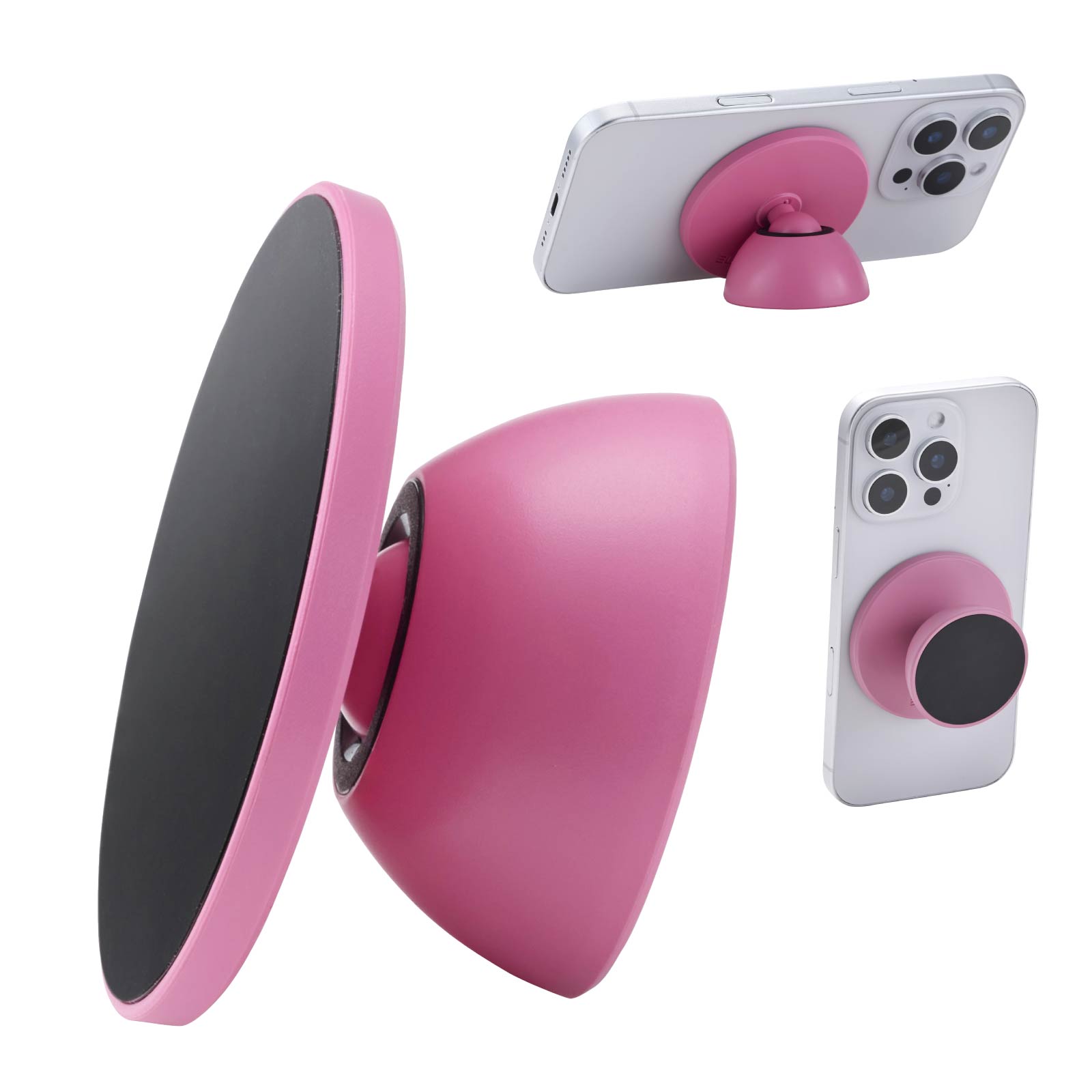 Rakuten - [ELECOM]MagSafe対応 スマホスタンド スマホグリップ 両面マグネット キッチン 冷蔵庫 壁 に マグネット固定 自撮り ダンス動画 動画視聴 メタルプレート付属 ピンク P-DSMMWPN/PDSMMWPN