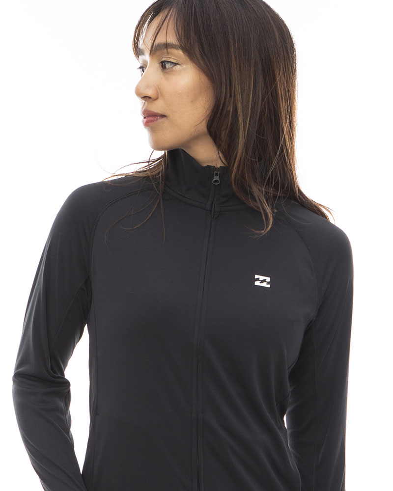 BILLABONG Women【BE013863_BLK】ジップアップラッシュガード24SS【ZIP UP STAND RASHGUARD】 女性用 スタンドネック サーフィン 水着 プール 海水浴 UPF50+ UV対策 ワークアウト※この商品はトップスのみの販売です。その他のアイテムは別売りです 1