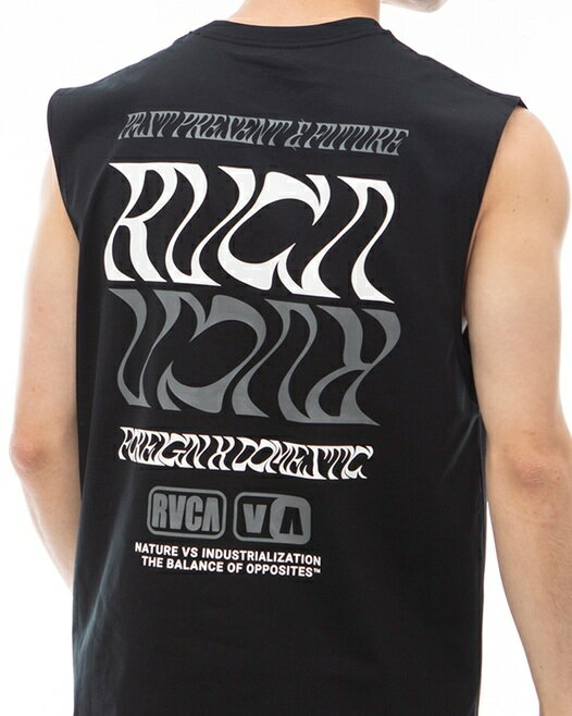 RVCA　メンズ FLIP FLOW SURF TANK ラッシュガード ルーカ メンズ ノースリーブ　 24 S/S Tシャツ 男性用 RVCAロゴ　クルーネック 袖なし マッスルシルエット 速乾性 UVプロテクション（UPF50）