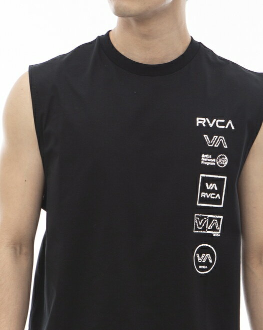 RVCA　メンズALL LOGO SURF TANK ラッシュガード ルーカ メンズ ノースリーブ　 24 S/S Tシャツ 男性用 RVCAロゴ　クルーネック 袖なし ルーズフィット 速乾性 UVプロテクション（UPF50）