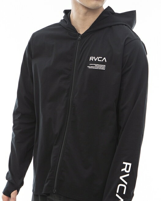 RVCA　メンズRVCA メンズ  LS SURF HOODIE ラッシュガード ジップアップパーカー ルーカ メンズ パーカー　 24 S/S 男性用 RVCAロゴ　速乾性　UVプロテクション(UPF50)　ビーチ　プール　トレーニングウェア　サムホール