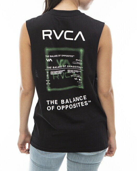 RVCA　レディース  GRAPHITY BOX LOGO TT タンクトップ ルーカ 　 24 S/S 女性 RVCAロゴ オーバーサイズ 　体型カバー　ビーチ　プール　100%コットン※こちらはタンクトップのみの販売になります