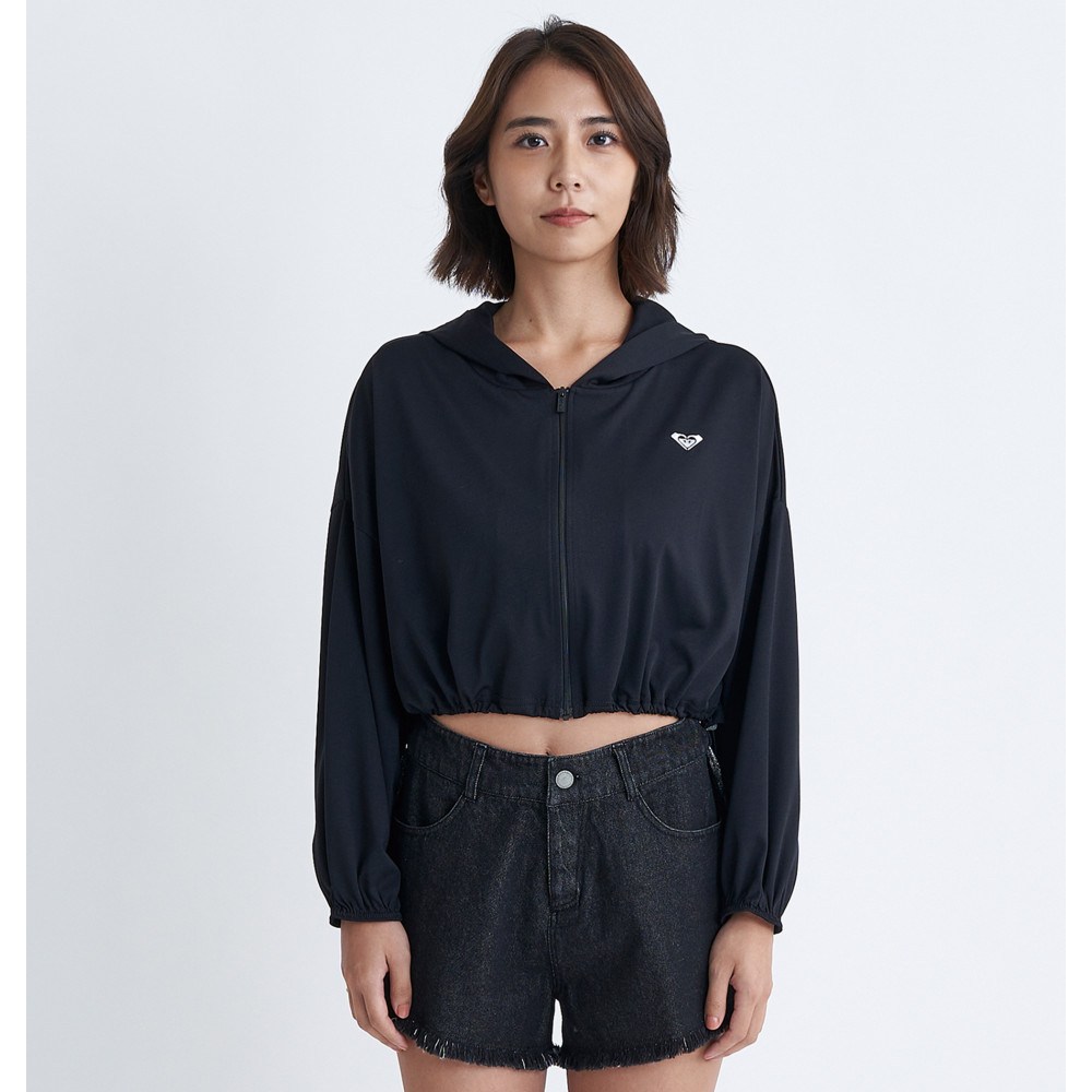 【RSL】ROXY [RLY242043：BBK] ラッシュガード ジップパ−カー ロキシー 24SS【PLAYA CROPPED】長袖　ジップアップパーカー　レディース 女性用 海水浴　プール　◎こちらはパーカーのみの販売となります [メール便対応可](4)
