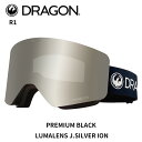 【R03】DRAGON ドラゴン ゴーグル R1 PREMIUM BLACK LL J.SILVER ION 24-25 モデル