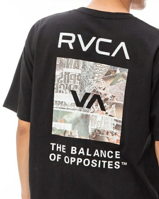 RVCA【BE041224:BLKブラック】THRASHED BOX RVCA TEE 半袖Tシャツ ルーカ メンズ 24 S/S Tシャツ 男性用 RVCAロゴ ビッグサイズ クルーネック ルーズフィット ロゴ刺繍