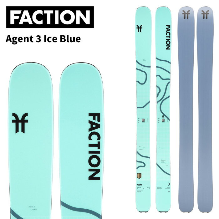 FACTION ファクション スキー板 板単品 Agent 3 Ice Blue サイズ : 164cm, 172cm, 178cm, 183cm, 188cm Agent 3は、軽量コア、先進的なシェイプ、カーボンウィーブ、バランス良いフレックス、完璧にデザインされたロッカーと、最高のスキーに必要なものの全てが備わっている。ディープパウダーでも、荒れた斜面でも、春のコーンスノーでも同じように滑ることができ、登りの快適性も失わない高い汎用性を持つこの一台は、今シーズン最も注目を集めるツアーリングスキー。 【Sizes / Sidecut(mm) / Radius(m) / Weight(g)】 164cm / 134-106-124 / 16 / 1580 172cm / 134-106-124 / 18 / 1630 178cm / 134-106-124 / 19 / 1690 183cm / 134-106-124 / 21 / 1750 188cm / 134-106-124 / 23 / 1810 【Product Features】 軽量カルバコア フルカーボンウィーブ XL 2.5 MMエッジ エリプティカルサイドカット マット仕上げ ※解放値について※ 当店での解放値設定は「10」までとなっております。予めご了承ください。 ※ご注意※ ・製造過程で細かいキズがつくことがありますが、不良品には該当いたしません。 ・実店舗と在庫を共有しているため、タイミングによって完売となる場合がございます。 ・モニターの発色によって色が異なって見える場合がございます。