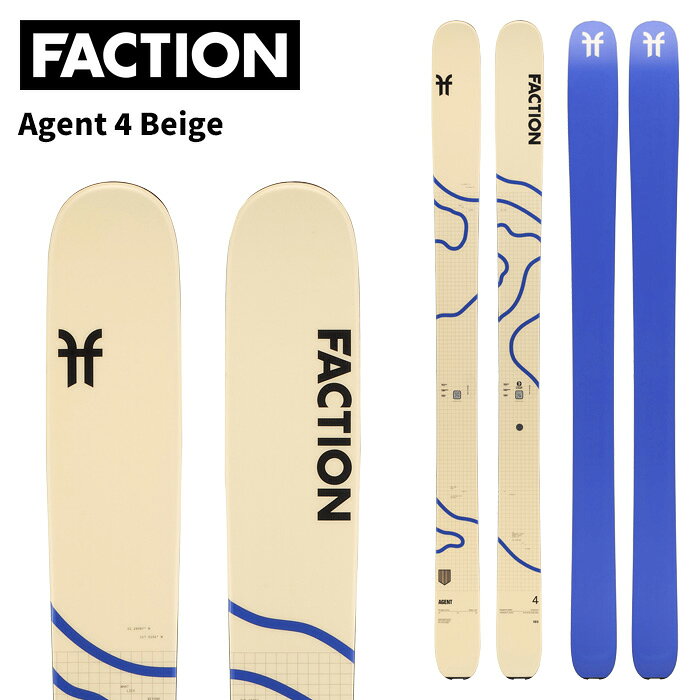 FACTION ファクション スキー板 板単品 Agent 4 Beige Lengths : 179cm, 185cm, 191cm 夢のようなパウダーが降りつもった日は、その1日を最高の道具と共に過ごしてほしい。Agent 3よりも大きなトップロッカーとテールロッカーが特徴で、軽量かつパワフルなこのスキーは、狭いスペースでの軽快なターンと長いスプレーを引きながら刻むロングターンに最適だ。エリプティカルサイドカットのおかげで、ビンディングをセンター寄りに取り付け、フリースタイルにインスパイアされた滑りをすることもできる。そして、キャンバーとコアに重ねられたカーボンウィーブで、ゲレンデでの力強いエッジワークやパワーターンも完璧にこなせる。 【Sizes / Sidecut(mm) / Radius(m) / Weight(g)】 179cm / 141-116-131 / 21 / 1880 185cm / 141-116-131 / 23 / 1950 191cm / 141-116-131 / 25 / 1990 【Product Features】 ・軽量カルバコア ・フルカーボンウィーブ ・XL 2.5 MMエッジ ・エリプティカルサイドカット ※解放値について※ 当店での解放値設定は「10」までとなっております。予めご了承ください。 ※ご注意※ ・製造過程で細かいキズがつくことがありますが、不良品には該当いたしません。 ・実店舗と在庫を共有しているため、タイミングによって完売となる場合がございます。 ・モニターの発色によって色が異なって見える場合がございます。