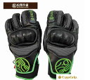 松岡手袋 23/24【ESK-2340R BLACK/GREEN】 MATSUOKA GLOVE エルゴグリップ立体型 マツオカグローブ スキー グローブ 手袋 レーシング プロテクター付き 4本指タイプ（ガンタイプ） ハンドストラップ メッシュバック標準装備 やぎ革 牛革