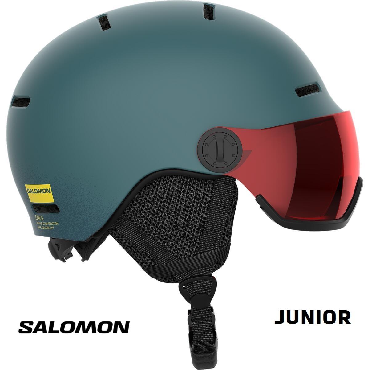 Salomon(サロモン) 24/25 ヘルメット 子供用【ORKA VISOR:North Atlantic】L47300800 サイズ調整可能、子供、ジュニア用 バイザー付きスノーヘルメット
