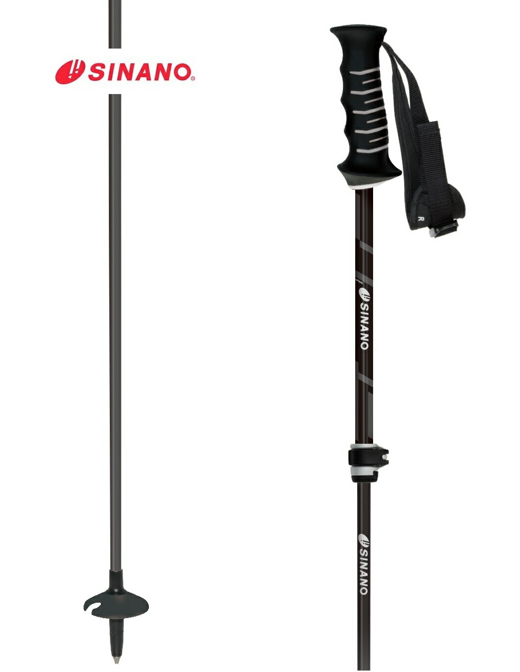 【在庫有り・即出荷可能】SINANO スキーストック【24/25・フリーFASTα：BKブラック】シナノの長さ調節式スキーポール　ストック　サイズ調整可能範囲【95-120cm】スキー　FREEFASTALPHA　フリーファストアルファ　伸縮　ストック　伸縮ポール