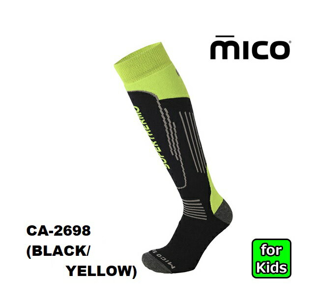 mico ߥڻҶ å CA2698BLK/YELLOW 160SKI SOCKS KIDS PRIMALOFTܥΥ۹Υ˥졼å䡼ΤΥå Ķȹⵡǽ˥å ѷ