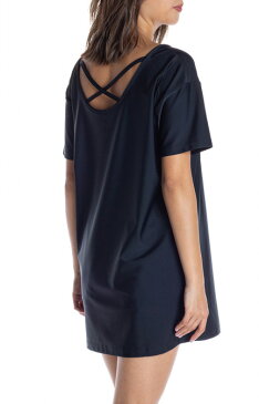 ROXY【LEAF WAVE ROXY TEE：BLK】ロキシー　半袖Tシャツ　ラッシュガード　紫外線対策　ロングTシャツ　ビックTシャツ　オーバーサイズ