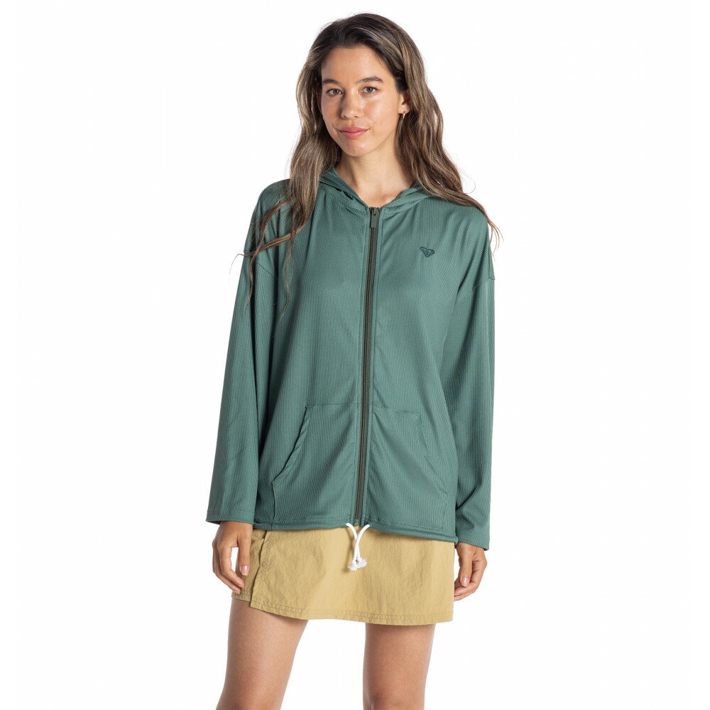 ROXY【TAKE A WALK：OLV】[RLY211031] ロキシー 2021SPRING レディス レディース 女性用 ラッシュガード ラッシュパーカー ジップパーカー 紫外線対策 UVカット UPF 水着 アウトドア キャンプ 野外フェス