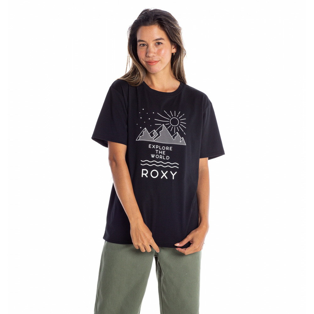 [RSL]ROXY【CANYON：BLK】[RST212053] 抗菌防臭 半袖Tシャツ ロキシー 2021SUMMER レディス レディース 女性用 アウトドア キャンプ 夏フェス Tシャツのみの単品販売　他は別売りとなります [メール便対応可]