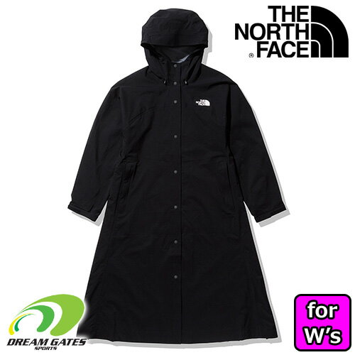 女性用　THE NORTH FACE【Breeze Lighitning Coat：K】NPW12360　ノースフェイス　ブリーズライトニングコート　レインウェア　ロングコート　Aライン　防水透湿素材の「HYVENT」を採用した軽量なレインウェア