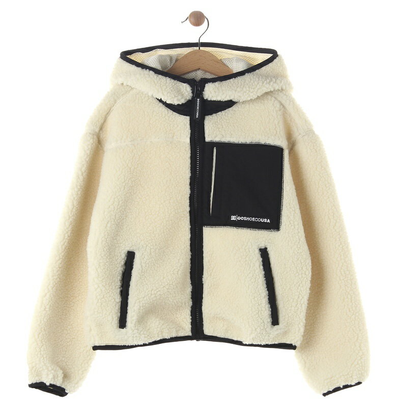 【RSL】DC SHOE [YJK214503_WHT] 21FA Youth 子供用 ボアフリースジャケット【21 KD BOA ZIP HOODED JACKET】Kids ディーシーシューズ キッズ ユース アパレル タウンユース 街着 アウター 冬物 上着 防寒 スケーター スケートボード ジュニア