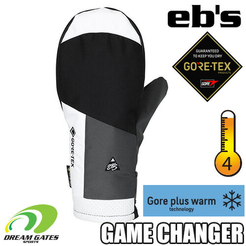 【即出荷】eb 039 s【23/24 GAME CHANGER MITT：BLK/WHITE】エビス ゲームチェンジャー ミット ミトングローブ 耐水 防水 保温 スキー スノボ スノーボード GORE-TEX GORE TEX ゴアテックスを使用し 優れた耐水性 透湿性をもったモデル