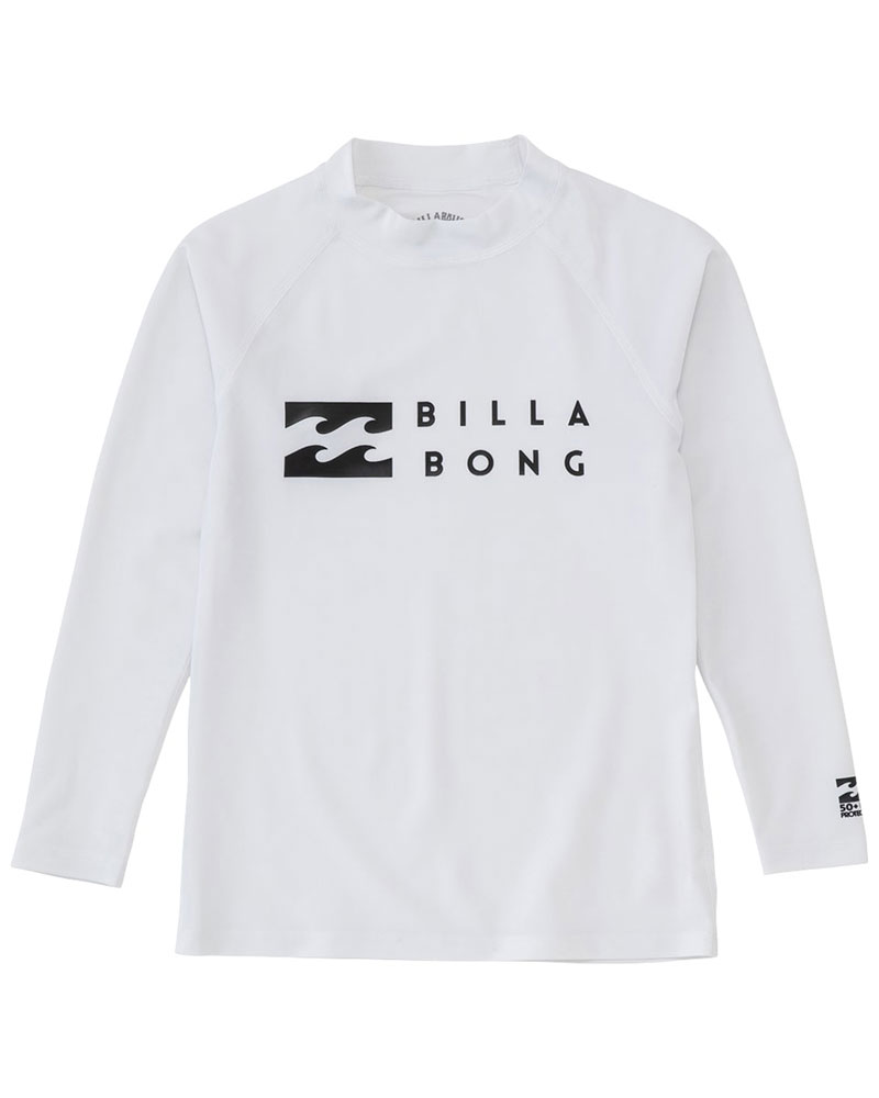 BILLABONG ビラボン【BD015851_WHT】子供 長袖ラッシュガード23SS LOGO LS キッズ ジュニア ユース 水着 スイムウェア ロングスリーブ 海 プール アウトドア キャンプ 日焼け防止 紫外線対策 UPF50 メール便対応可