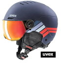 【納期B】子供用　uvex 22/23 [ウベックス]【uvex rocket jr. visor：ネイビー／レッドストライプマット】キッズ　ジュニア　ヘルメッ..