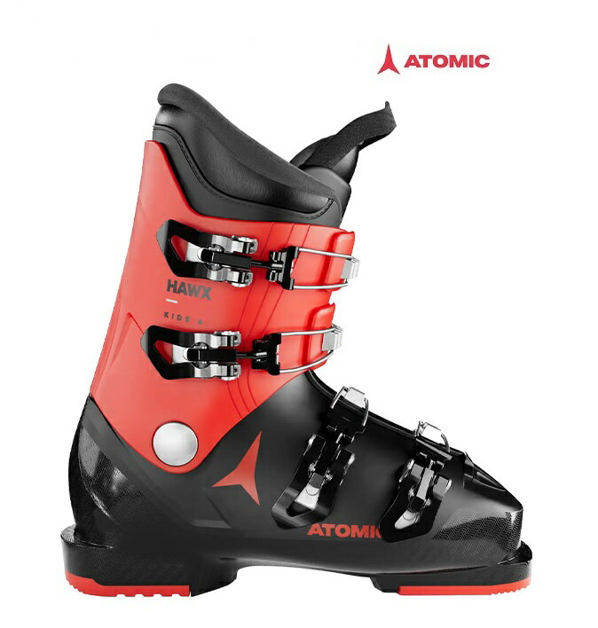 【納期B】ATOMIC【23/24・HAWX KIDS 4：Black / Red】アトミック スキーブーツ ジュニア キッズ 子供用 ホークス 24cm 25cm フォーバックル ホークス AE5029520