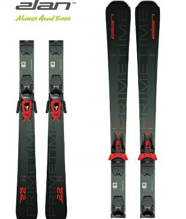 【納期B】ELAN【23/24・PRIMETIME 22 GREEN＋EL 10.0 GW SHIFT BLK/RED】エラン　プライムタイム　左右非対称デザイン　　アシンメトリー　　スキー板　スキー板とビンディングとの2点セット!!　【取付工賃無料】【送料無料】【後払い決済不可】【ABEKQS23】