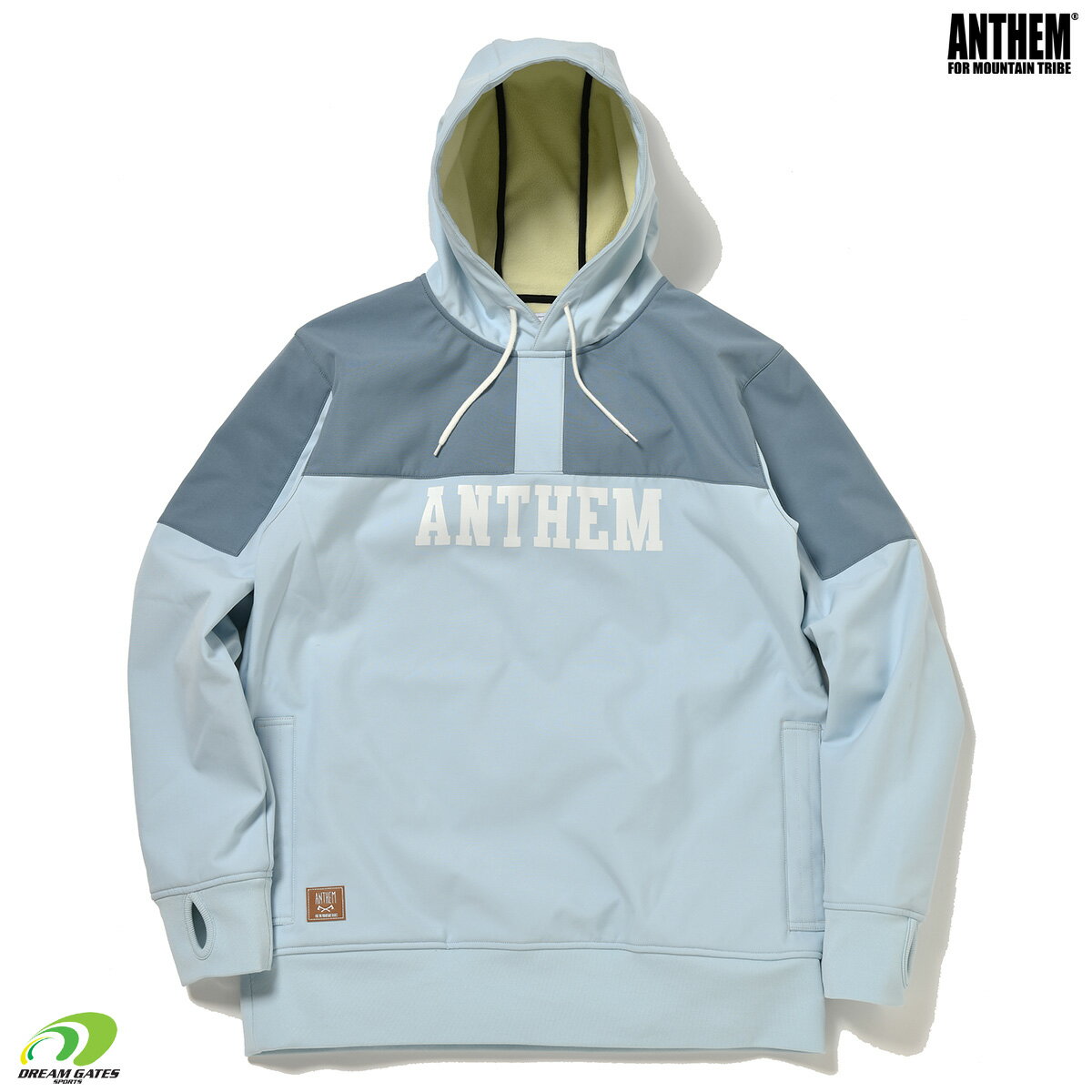 Anthem 【22/23・SHOULDER PATCH HOODIE：SALVIA】アンセム　ショルダーパッチフーディー　撥水パーカー　ボンデッドパーカー　プルオーバーパーカー　耐水圧10000mm　チケットホルダー付き　スノーボード　スノボ　ウェアー　3LAYER BONDED SHELL