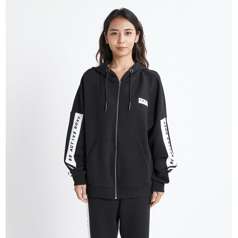 【RSL】ROXYスポーツ [RZP231541_BLK] 速乾、UVカット ジップパーカー ロキシー 23SP【UP BEAT ZIP HOODIE】レディス レディース 女性用 パーカー フード スウェット ルーズフィット ◎トップスのみの販売です。上下セット売りではありません