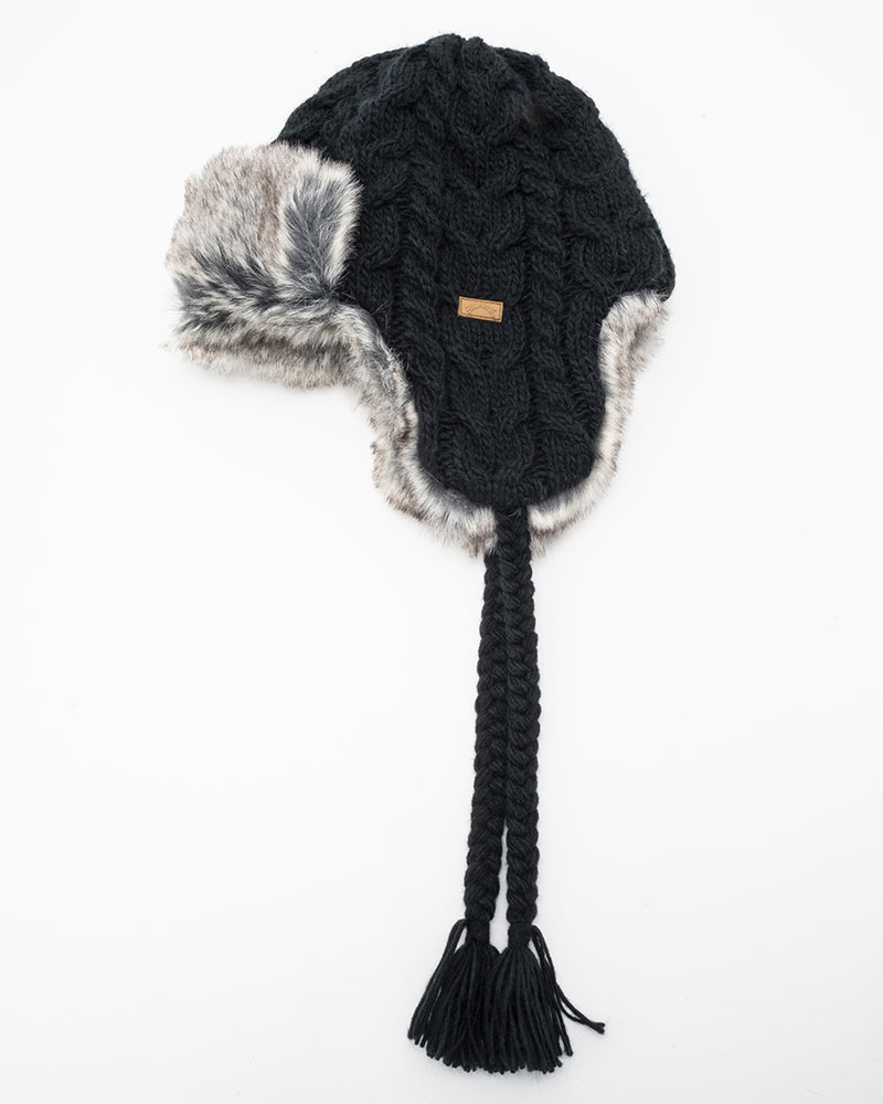 BILLABONG ビラボン レディース【BD014910 BLK】トラッパーキャップ 23FW [ ADIV TRAPPER FUR CAP] 女性用 ファー付き防寒帽子 ニット帽子 ニットキャップ フライトキャップ ※こちらは帽子のみの販売となります。