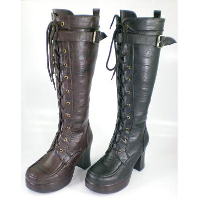 【即納】早い者勝ち！脚長スタイル抜群♪ロックにもカジュアルにも使える、ちょいゴツ編みあげブーツ　..