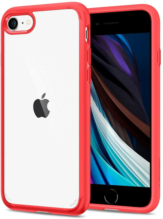 アイフォンse 2020 iphone8 iphone7 ケース シュピゲン ウルトラハイブリッド 2 レッド 米軍MIL規格取得 落下 衝撃 吸収 spigen Ultra Hybrid red 042CS21724 /在庫あり/ アイフォーン8 カバー スマホケース