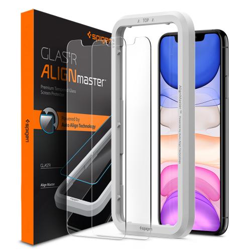 あす楽 アイフォン11プロマックス iPhone11 Pro Max ガラスフィルム 【2枚入】 spigen アラインマスター Glas.tR AGL00093 /在庫あり/ シュピゲン【スマートフォンアクセサリー スマートフォンケース スマホケース 】指紋