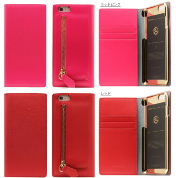 送料無料 iPhone6s / 6 レザー ケース 本革 SLG Design Saffiano Zipper Case ホットピンク 手帳型 SD6658iP6S /在庫有り/アイフォンse iphone8 スマホケース カバー お財布