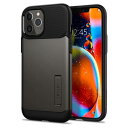 あす楽 アイフォン12プロマックス iphone12 Pro Max ケース spigen スリムアーマー ガンメタル Slim Armor Gunmetal ACS01480 /在庫あり/ 黒 米軍MIL規格取得 Qi 充電 落下 衝撃 吸収 スタンド