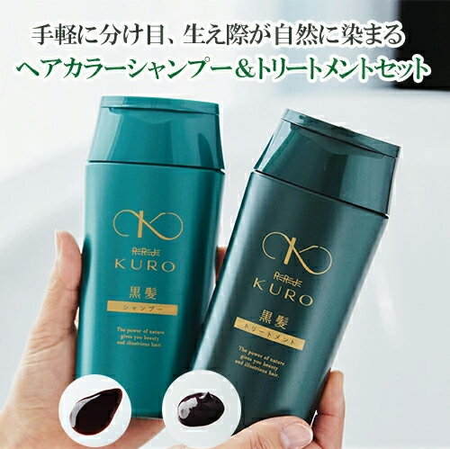 リリィジュKURO 黒髪シャンプー（250mL） ＆ 黒髪トリートメント（250g）セット シャンプー 黒髪 ノンシリコン かゆみ ヘアカラー ヘアカラーシャンプー ヘアカラートリートメント 女性用 白髪染め 白髪ケア 黒染め 白髪 黒 リリージュ 白髪シャンプー 白髪染 ブラック