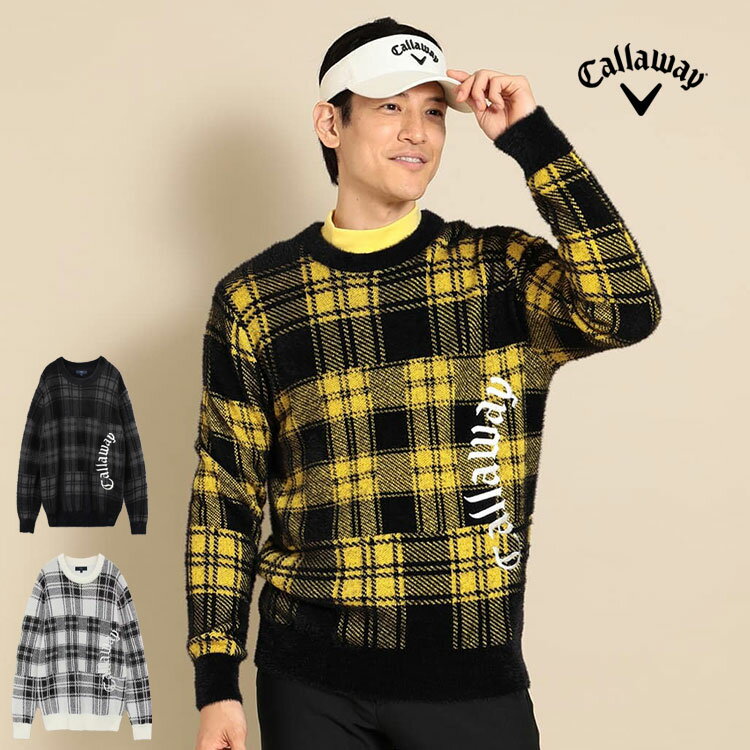 キャロウェイゴルフ 【30％OFF・SALE・セール】2023年 秋 冬 Callaway GOLF キャロウェイ ゴルフウェア C23218106 チェックジャカード ヘアリー ニット セーター (メンズ)