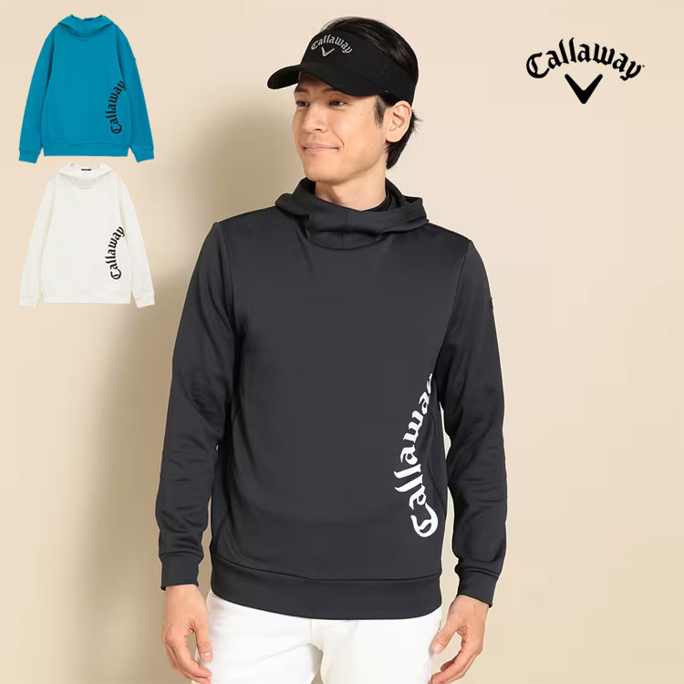 【30％OFF SALE セール】2023年 秋 冬 Callaway GOLF キャロウェイ ゴルフウェア C23233112 裏起毛 ダブルニット 長袖 フーディー シャツ 保温性 軽量 耐摩擦性 (メンズ)