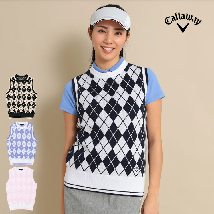 【50%OFF・半額以下・SALE・セール】春 夏 モデル Callaway GOLF キャロウェイ ゴルフウェア C24119202 アーガイル クルーネック...