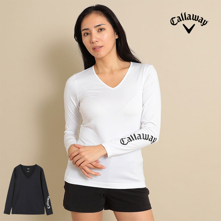 【本日抽選で最大100%ポイントバック！要エントリー】2024年 春 夏 Callaway GOLF キャロウェイ ゴルフウェア C24932201 クールコア 天竺 Vネック インナー シャツ [超吸収、超拡散、冷却効果 吸汗速乾性、UPF50] (レディース)【U10】 その1
