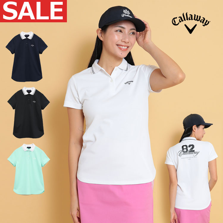 乐天商城 - 【50%OFF・半額以下・SALE・セール】2025年 春 夏 Callaway GOLF キャロウェイ ゴルフウェアC25134200 バックプリント 半袖 ポロシャツ[吸汗速乾性、UPF15]（レディース）