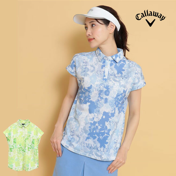 2025年 春 夏 新作 Callaway GOLF キャロウェイ ゴルフウェア C25134215 かざあな メッシュ フレンチスリーブ シャツ ポロシャツ [風穴から風が通る素材 吸汗速乾性]（レディース）
