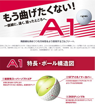 本間ゴルフ HONMA ホンマ BT1905 A1 ゴルフボール 1ダース（12球）