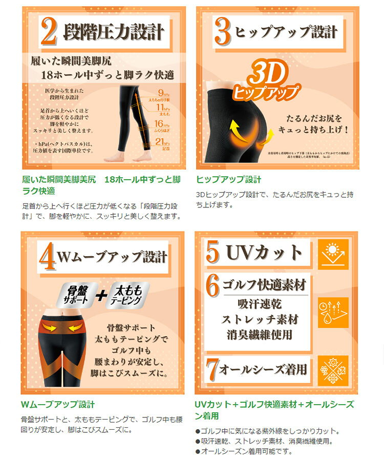 F-NET GOLFのスリムウォーク ゴルフ SWG001 美脚＆美尻レギンス (レディース)｜アングル3