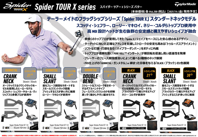 【日本正規品】2025年モデル Taylormade テーラーメイド ゴルフ Spider TOUR X スパイダーツアーX パター ブラック スモールスラント
