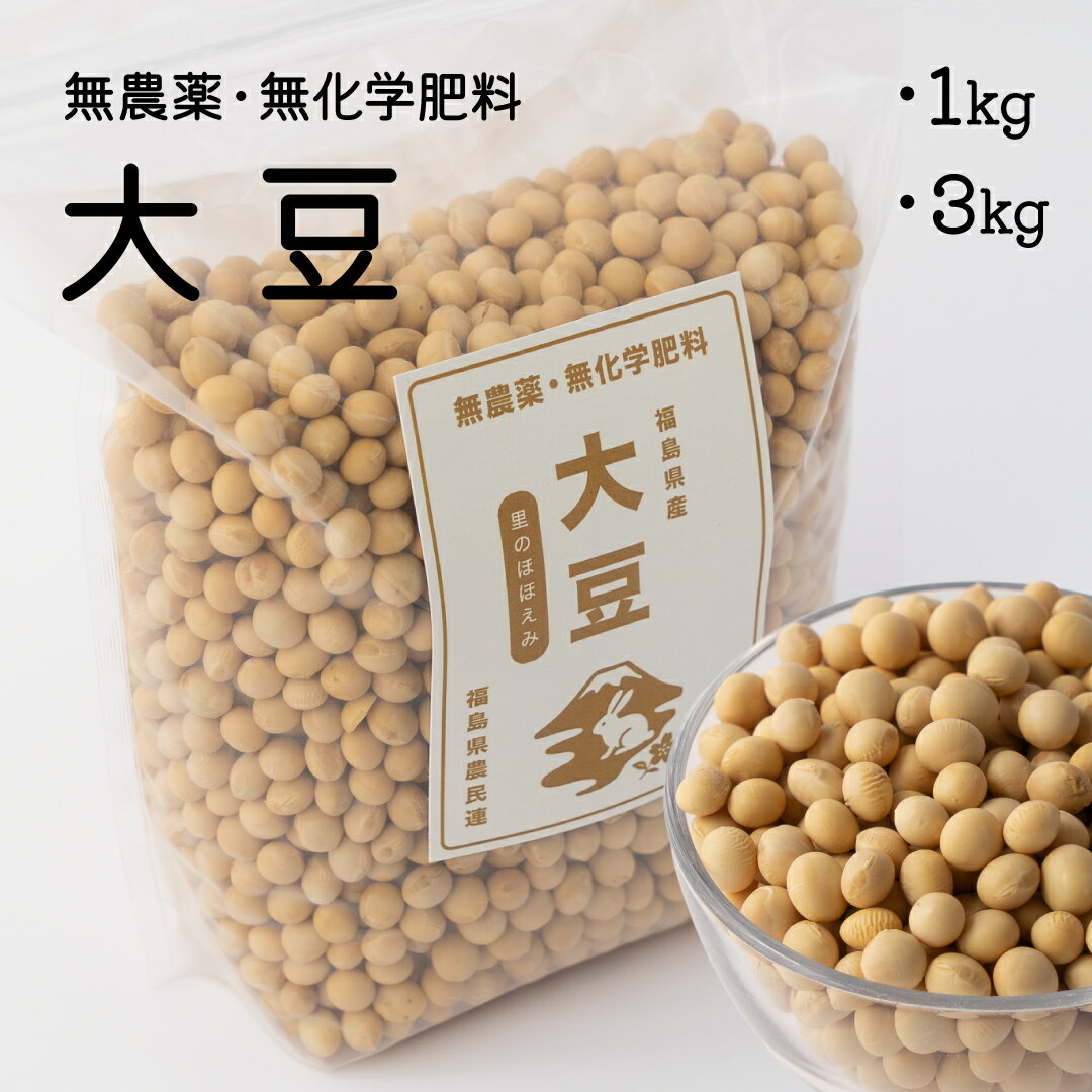 【無農薬・無化学肥料栽培　大豆1kg・3kg】福島農民連のKoranshop 大豆 乾燥大豆 無農薬 無化学肥料 1k..