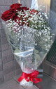 赤薔薇(レッドバラ)の花束10本とカスミソウ