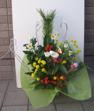 和風 お正月飾り 花 新年を迎える花 ピンポン 日本水仙 菊 長く楽しめる 生花 2023年