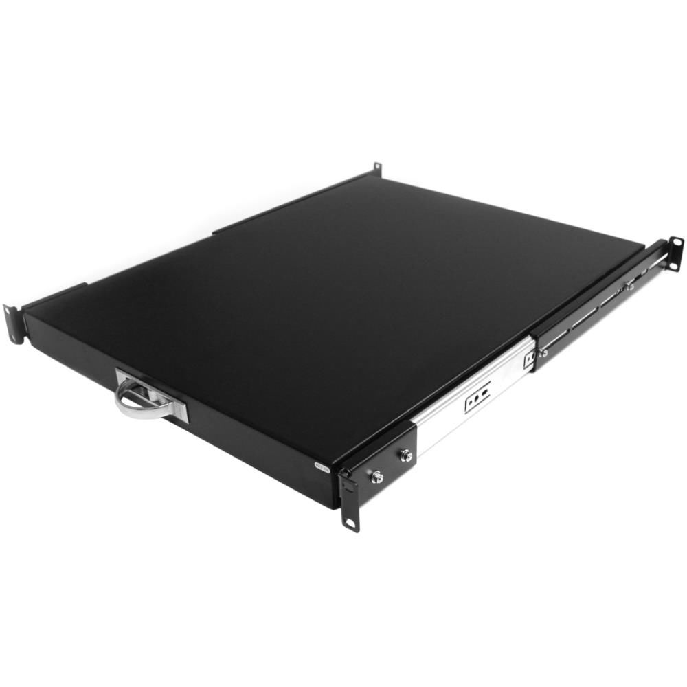 StarTech.com サーバーラック棚板/1U/スライド式/耐荷重25kg/奥行き559mm/ブラック/電子機器 ネットワーク 通信機器 データ センター ラック対応/キーボードトレイ キャビネットドロワー兼用 SLIDESHELFD